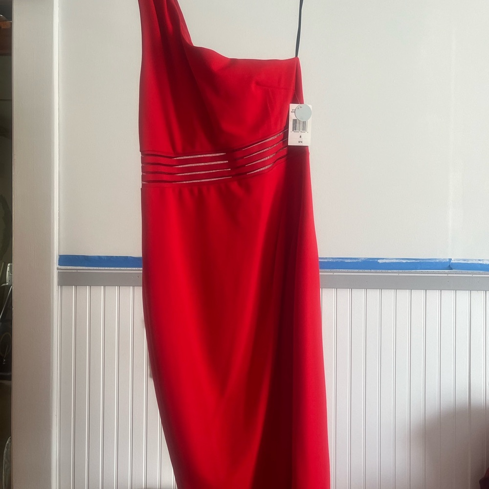 Elegant Red One-Shoulder Dress Sz 8